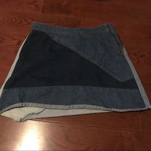 Multi toned denim mini skirt